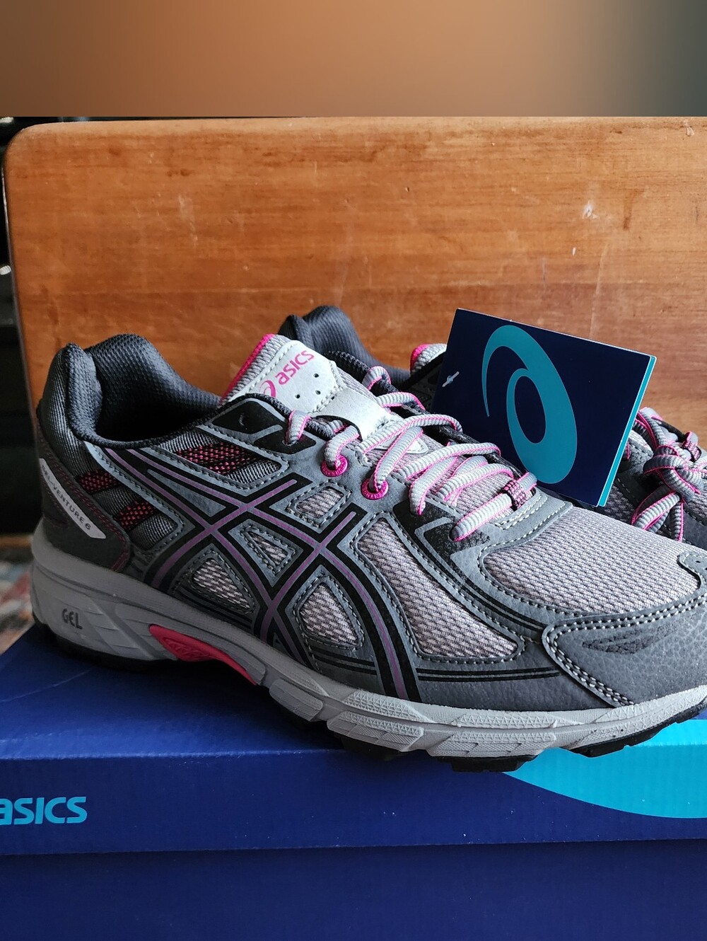 New ASICS Gel-Venture 6 Women's Size 12 Wide 12D Grey Pink T7G6N-9790